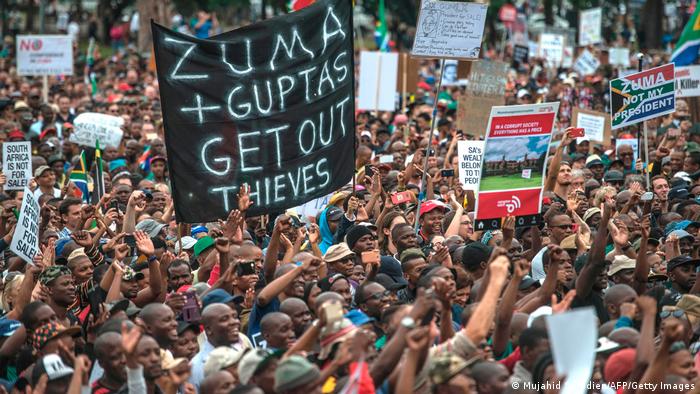 Tens of thousands of South Africans from various political and civil society groups march to the Union Buildings to protest against South African president and demand his resignation.