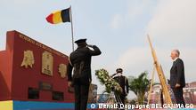  King Philippe - Filip of Belgium stands still at a wreath laying at the Memorial aux anciens combattants , in Kinshasa, during an official visit of the Belgian Royal couple to the Democratic Republic of Congo, Wednesday 08 June 2022. The Belgian King and Queen will be visiting Kinshasa, Lubumbashi and Bukavu from June 7th to June 13th. PUBLICATIONxNOTxINxBELxFRAxNED BENOITxDOPPAGNE 36113355