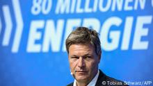 German Minister of Economics and Climate Protection Robert Habeck adresses a press conference on June 10, 2022 in Berlin during a summit focussed on energy efficiency and energy saving. (Photo by Tobias SCHWARZ / AFP)