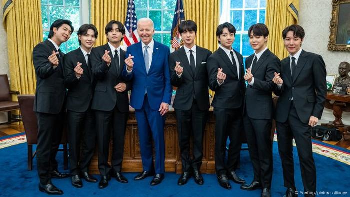 Korean pop band BTS in the US with President Joe Biden