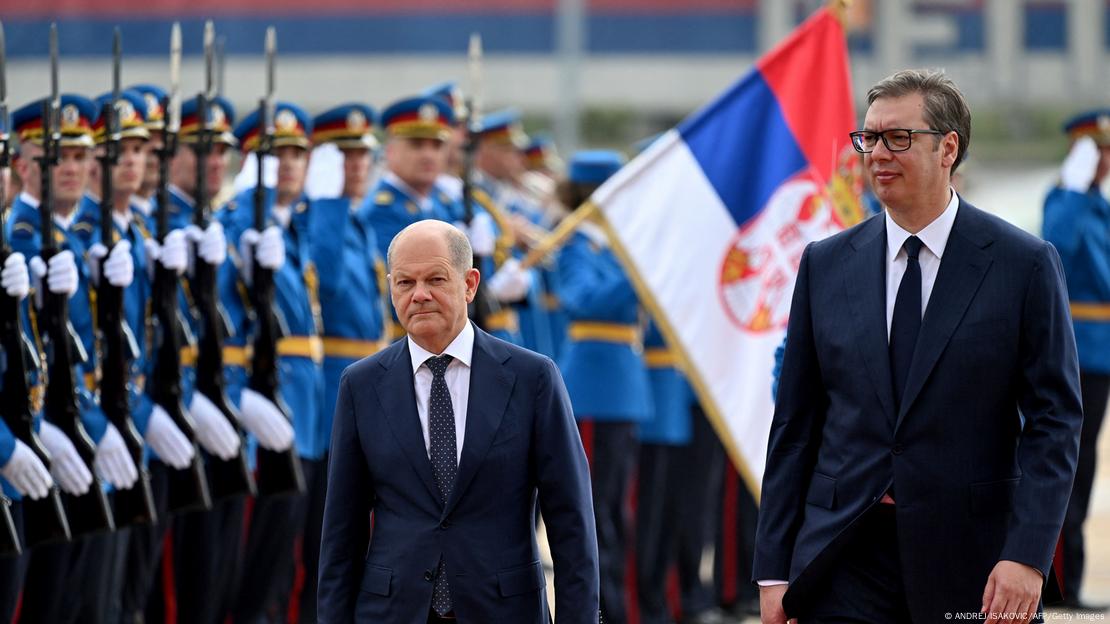 Almanya Başbakanı Olaf Scholz (solda) ve Sırbistan Cumhurbaşkanı Aleksandar Vucic - (10.06.2022 / Belgrad)