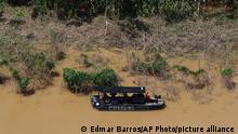 Police navigate the Itaquai River during the search for British journalist Dom Phillips and Indigenous affairs expert Bruno Araujo Pereira in the Javari Valley Indigenous territory, Atalaia do Norte, Amazonas state, Brazil, Friday, June 10, 2022. Phillips and Pereira were last seen on Sunday morning in the Javari Valley, Brazil's second-largest Indigenous territory which sits in an isolated area bordering Peru and Colombia. (AP Photo/Edmar Barros)