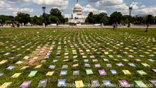 2,280 notebooks and broken pencils - one for each child killed since the House of Representatives passed a bill requiring universal background checks for gun purchaes - sit in front of the US Capitol for a protest by the Brady Center to Prevent Gun Violence at the US Capitol. Protesters demanded Congress take action to reduce gun violence in the wake of the Buffalo and Uvalde massacres. (Photo by Allison Bailey/NurPhoto)