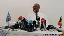 12.06.22**DRC - Bukavu // Der Arzt und Friedensnobelpreisträger Denis Mukwege, während des Besuchs vom belgischen König Philippe im Kongo. Pressekonferenz in Bukavu vom 12.06.22.
