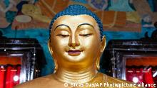 A statue of Lord Buddha is seen during Buddha Purnima festival at a temple in Kolkata, India, Monday, May 16, 2022. The festival marks Buddha's birth, enlightenment and death. (AP Photo/Bikas Das)