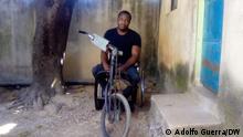 Bilder von Menschen mit körperlichen Behinderungen in Angola.
Verkehrspolizisten, Milton Mateus (Behinderter oder Rollstuhlfahrer)
Ort: Cuando Cubango, Angola
Datum: 13/06/2022