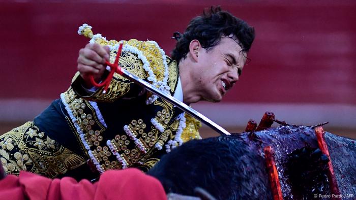 El torero Miguel Aguilar mata a un toro en Plaza México. El torero Miguel Aguilar mata a un toro en Plaza México.