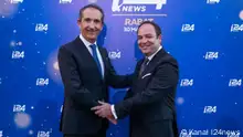 
Bildbeschreibung:
Patrick Drahi, Eigentümer der Altice-Gruppe, zu der Kanal I24news gehört, und Frank Meloul, Geschäftsführer von I24news
Galadiner, Rabat, 30. Mai 2022
