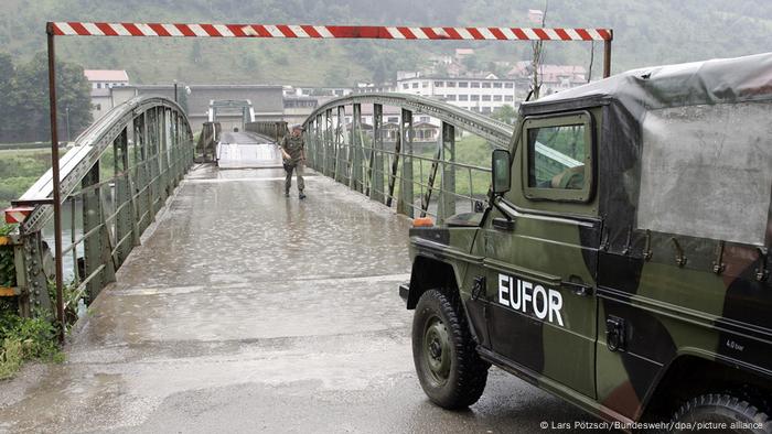  EUFOR truck about to cross a bridge 