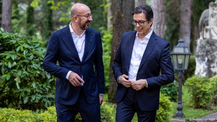 Nord-Mazedonien Ohrid | Präsident Stevo Pendarovski empfängt Charles MichelNord-Mazedonein Ohrid | Präsident Stevo Pendarovski empfängt Charles Michel