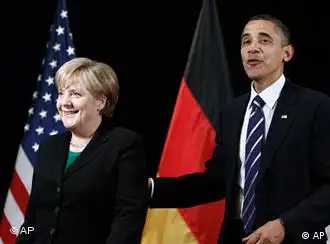 奥巴马总统和德国总理默克尔在首尔20国峰会上