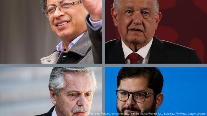 Gustavo Petro, López Obrador, Alberto Fernández y Gabriel Boric.