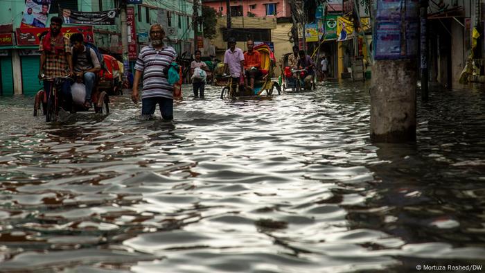 A road looks like a river in Sylhet, Bangladesh, amid devastating floods