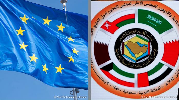 Kombobild EU Flagge Logo Golfkooperationsrat