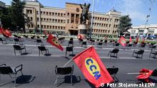 Nordmazedonien: Gewerkschaft, Proteste in Skopje.
Skopje, 22.06.2022
