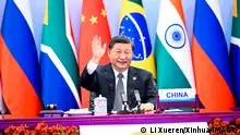 220623 -- BEIJING, June 23, 2022 -- Chinese President Xi Jinping hosts the 14th BRICS Summit via video link in Beijing, capital of China, June 23, 2022. Xi delivered remarks titled Fostering High-quality Partnership and Embarking on a New Journey of BRICS Cooperation at the summit. CHINA-BEIJING-XI JINPING-BRICS-SUMMIT CN LixXueren PUBLICATIONxNOTxINxCHN 