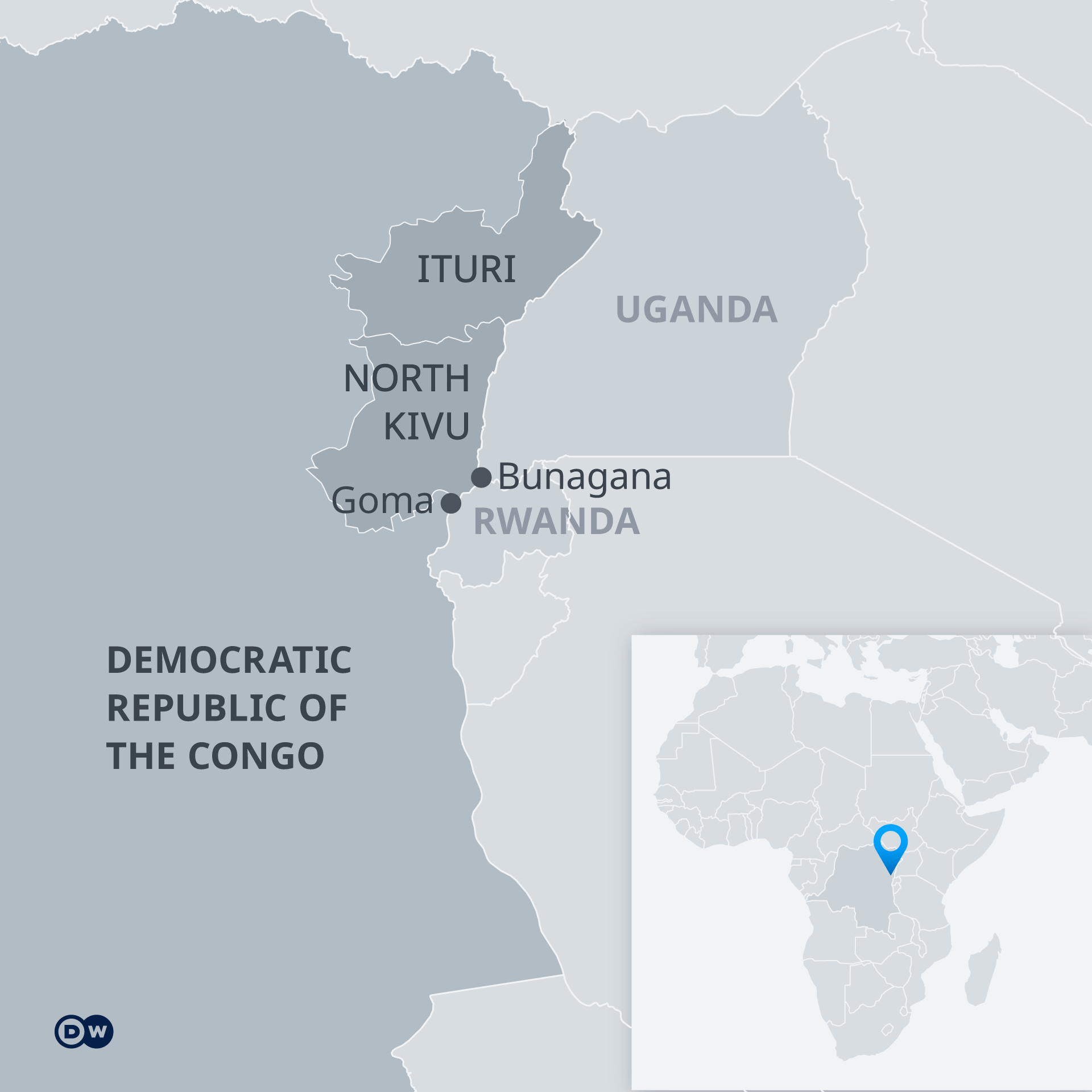 A map showing Congo and neighboring countries