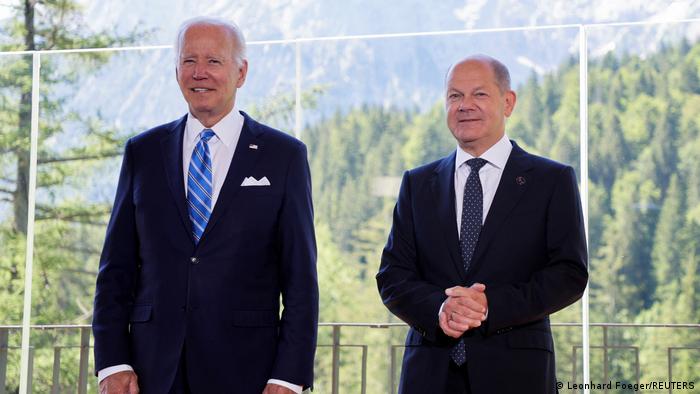 Chanceler federal da Alemanha, Olaf Scholz, recebe o presidente dos EUA, Joe Biden, para a Cúpula do G7 no castelo Elmau