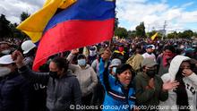 Protesters rally to show their support for the recent protests and national strike against the government of President Guillermo Lasso, near the National Assembly, in Quito, Ecuador, Saturday, June 25, 2022. Ecuador’s president charged Friday that the Indigenous leader heading the nationwide strike is seeking to stage a coup and warned he will use all legal tools to contain the violence unleashed by the demonstrations. (AP Photo/Dolores Ochoa)