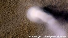 NASA rover discovers one of the most active sources of dust devils on Mars
A Martian dust devil was captured winding its way along the Amazonis Planitia region of Northern Mars on March 14, 2012 NASA's Mars Reconnaissance Orbiter. 