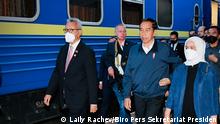 Indonesian President Joko Jokowi Widodo and his entourage travel by train from Rzeszow, Poland, to the Ukrainian capital, Kyiv.