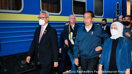 Indonesian President Joko Jokowi Widodo and his entourage travel by train from Rzeszow, Poland, to the Ukrainian capital, Kyiv.