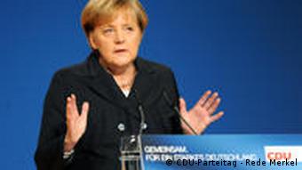 Merkel making her speech at CDU conference