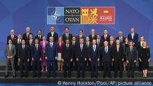 NATO leaders gather for a group photo at the NATO summit in Madrid, Spain, Wednesday, June 29, 2022. NATO leaders are meeting in Madrid amid what Secretary General Jens Stoltenberg calls “the most serious security crisis we have faced since the Second World War.” (Kenny Holston/Pool Photo via AP)