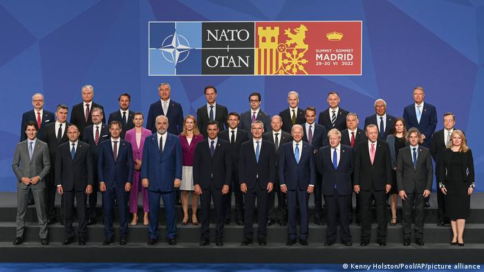 NATO leaders gather for a group photo at the NATO summit in Madrid, Spain, Wednesday, June 29, 2022. .