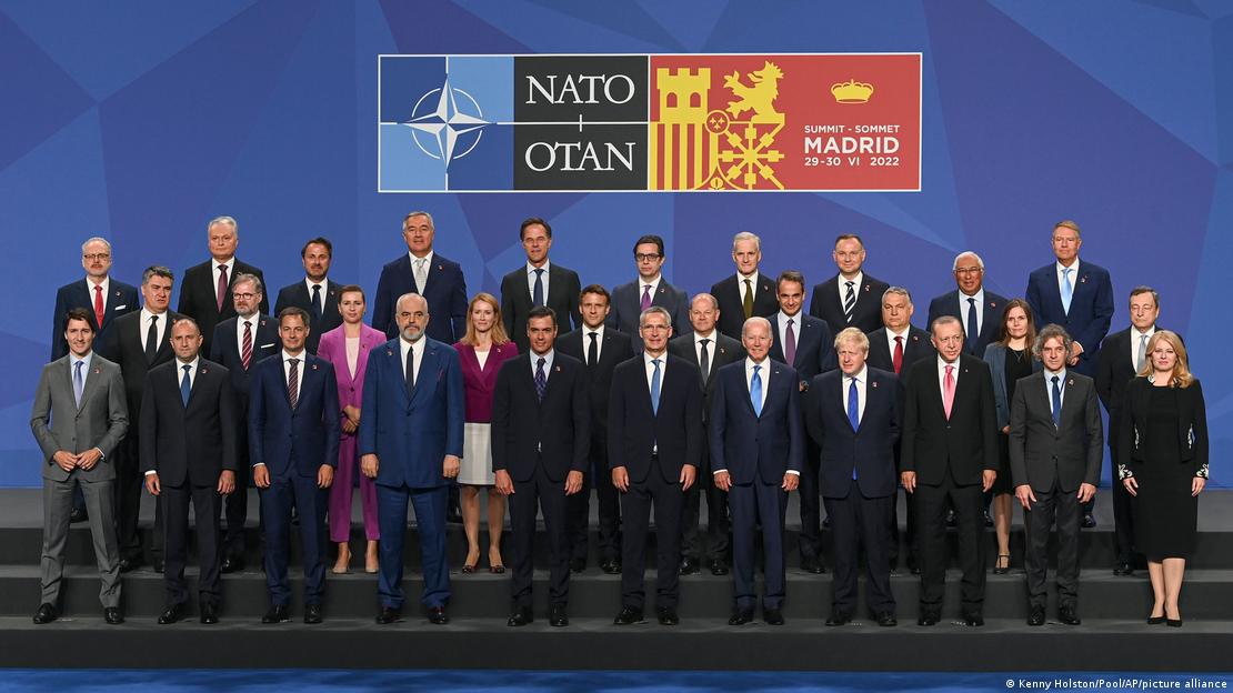 Country leaders gather for group photo at NATO summit in Madrid, 2022