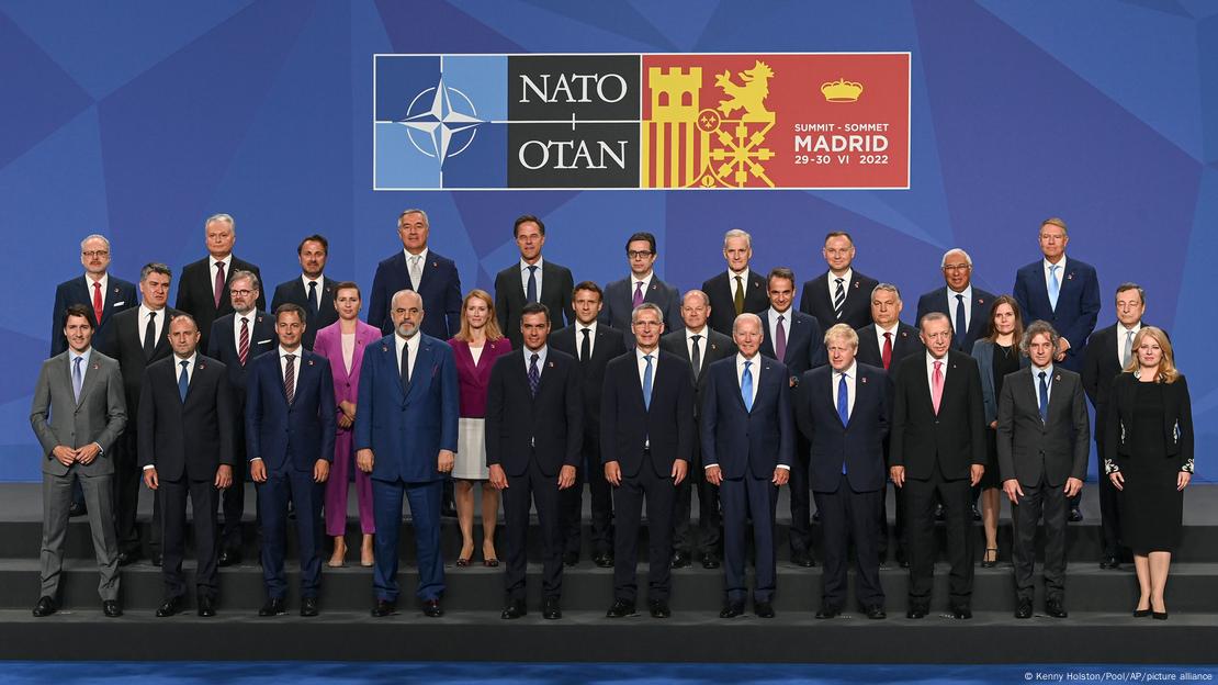 Country leaders gather for group photo at NATO summit in Madrid, 2022