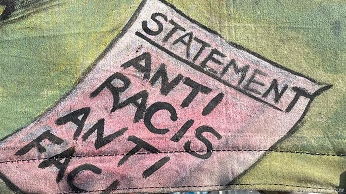 Snippet of the Taring Padi artwork reading Statement: Anti-racis, anti-faci Snippet of the Taring Padi artwork reading Statement: Anti-racis, anti-faci