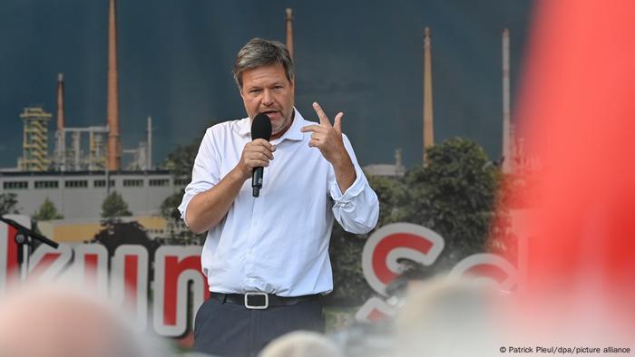 Robert Habeck en un acto público en Schwedt, verano de 2022