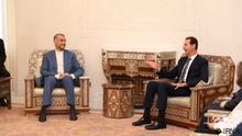 Irans Außenminister reist Samstag, 2. Juli nach Damaskus und trifft syrische Präsident Bashar Assad. Amir Abdollahian in Damaskus. Iran , Iran und Syrien. 