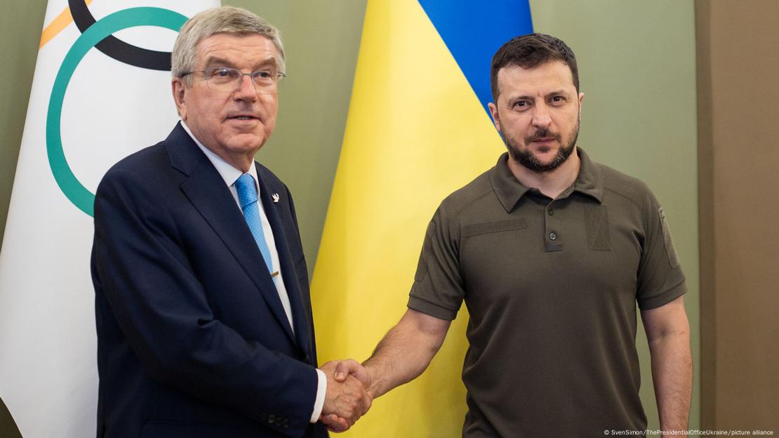 Ukraine prsident Volodymyr Selenskyj with IOC president Dr. Thomas Bach