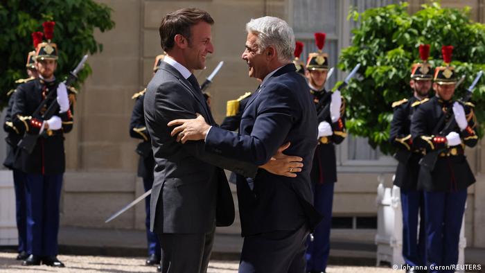 Frankreich Paris | Jair Lapid, MInisterpräsident Israel & Emmanuel Macon, Präsident