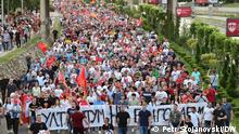 Nordmazedonien: Proteste in Skopje. 06.07.2022 Petr Stojanovski Proteste gegen Zugeständnisse an Bulgarien zum Beginn der Beitrittsverhandlungen mit der EU.