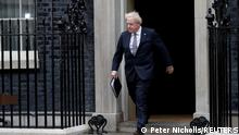 British Prime Minister Boris Johnson arrives to make a statement at Downing Street in London, Britain, July 7, 2022. REUTERS/Peter Nicholls