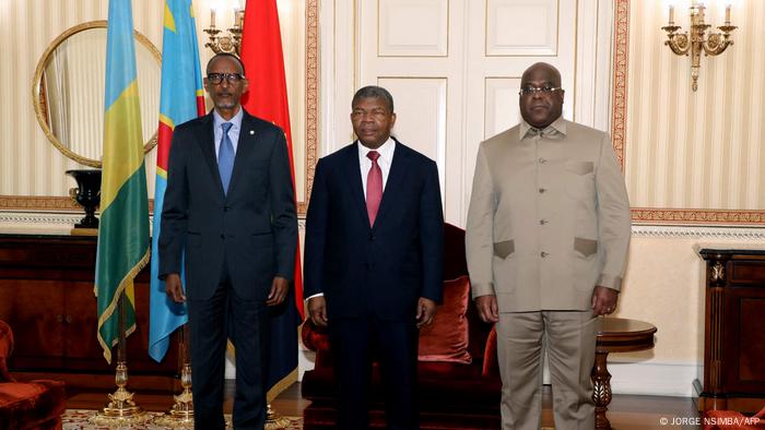 Angola Luanda | Treffen der Präsidenten Kagame (L) Lourenco (C) und Tshisekedi 