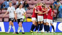 SOUTHAMPTON, ENGLAND - JULY 07: Caroline Graham Hansen of Norway celebrates with teammates after scoring their team's third goal from the penalty spot during the UEFA Women's Euro 2022 group A match between Norway and Northern Ireland at St Mary's Stadium on July 07, 2022 in Southampton, England. (Photo by Harriet Lander/Getty Images)