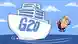 Карикатура - "министр иностранных дел России Сергей Лавров" прыгает в море с корабля "G20".