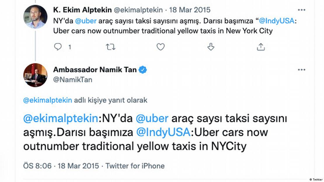 Eski büyükelçi Tan'ın Uber'le ilgili bir paylaşımı 