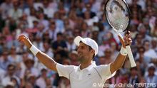 Tennis - Wimbledon - All England Lawn Tennis and Croquet Club, London, Britain - July 10, 2022
Serbia's Novak Djokovic celebrates after winning the men's singles final against Australia's Nick Kyrgios REUTERS/Matthew Childs