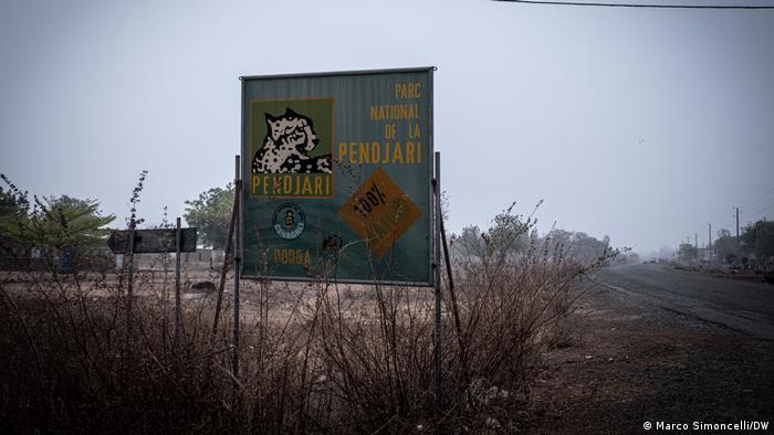 A roadside sign outside the Pendjari National Park