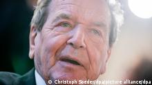 Gerhard Schröder's face in a close-up