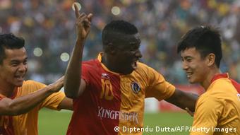 Ranti Martins celebrates a goal for East Bengal in 2016