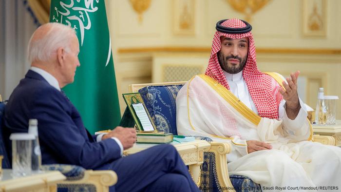 Saudi Crown Prince Mohammed bin Salman and US President Joe Biden in Jeddah in July 2022. 