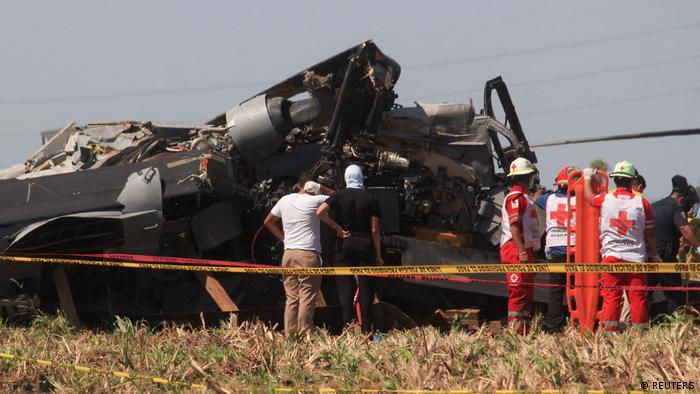 The crash site of a Mexican navy Blackhawk helicopter in Sinaloa.