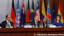 German Chancellor Olaf Scholz, German Foreign Minister Annalena Baerbock and President of Egypt Abdel Fattah al-Sisi attend the Petersberg Climate Dialogue in Berlin, Germany July 18, 2022. REUTERS/Christian Mang 