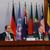 The Egyptian president Abdel Fattah al-Sisi next to German chancellor Olaf Scholz and foreign minister Annalena Baerbock